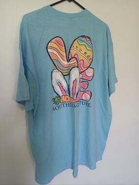 Womens Plus Sz 2x Southern Coture Sky Blue Easter Tshirt Nwtgs
